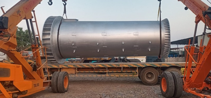 Industrial chimney stack fabricated in rolled steel sections